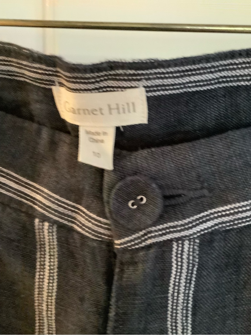 Garnet Hill Navy and White Vertical Stripe Chinos - Picture 3 of 3